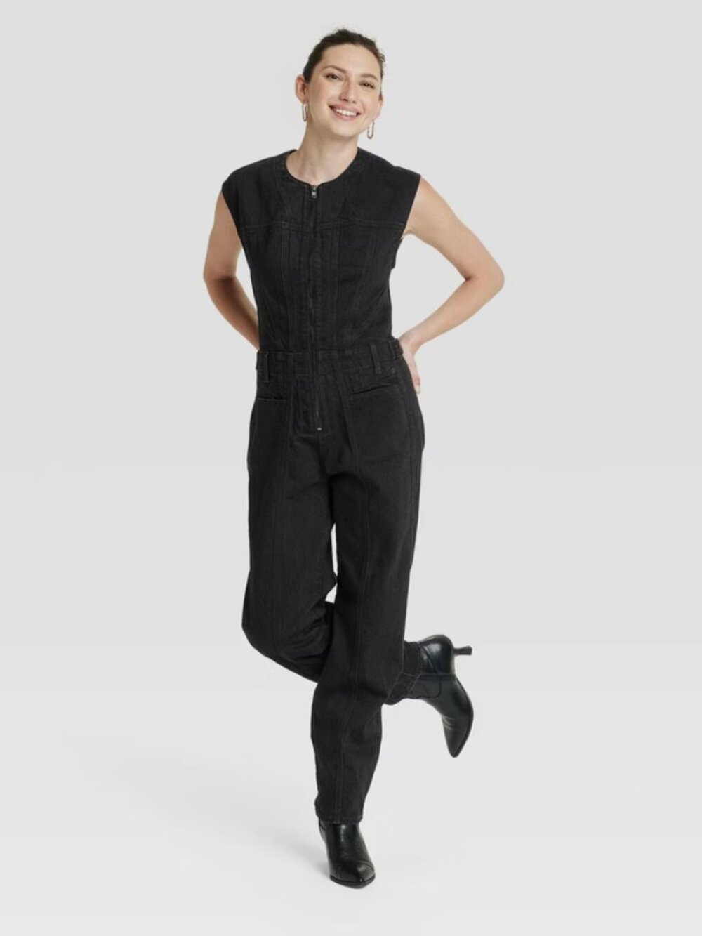 Women Tailored Denim Jumpsuit - Universal Thread Black 2
